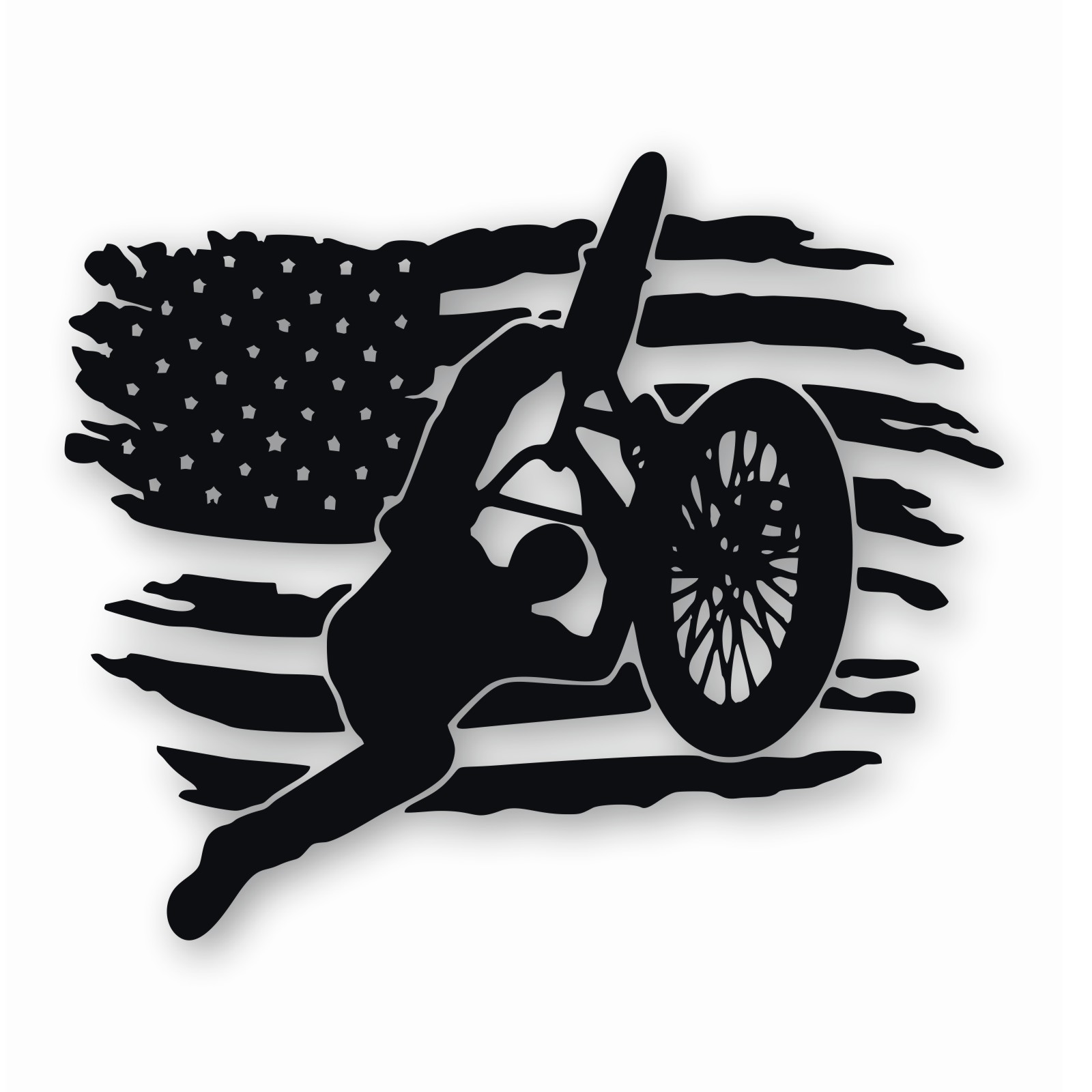 BMX Bike American Flag – Vinyl Decal Sticker – CHOOSE Size & Color