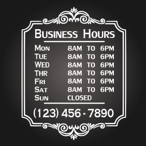 Business Hours Decal (A)