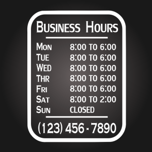 Business Hours Decal (D)