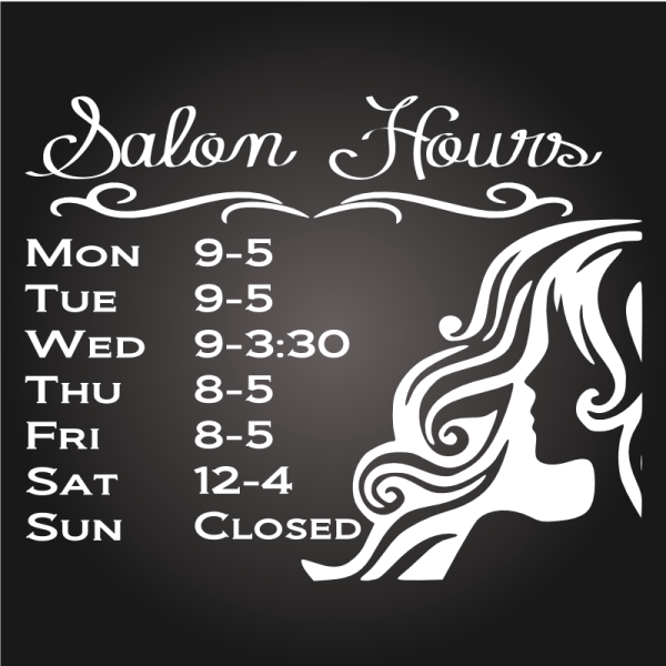 Salon Hours Decal